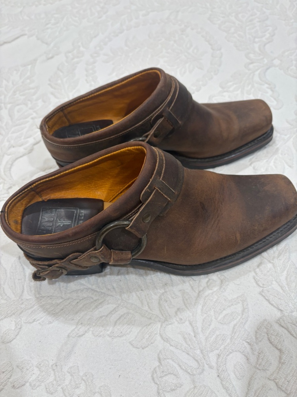 Frye leather buckle mule